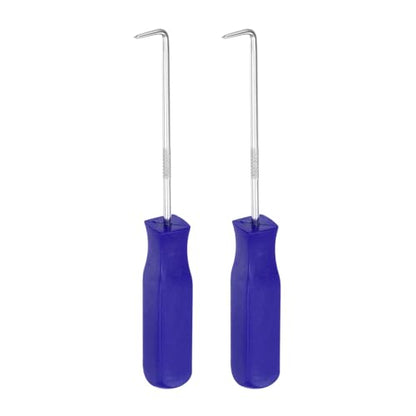 HARFINGTON 2pcs 90 Degree Picks 135mm Chrome Vanadium Steel Cr-V TPR Plastic Handle Square Automotive Pick Tool Set for Removing O Rings Small Items, Blue