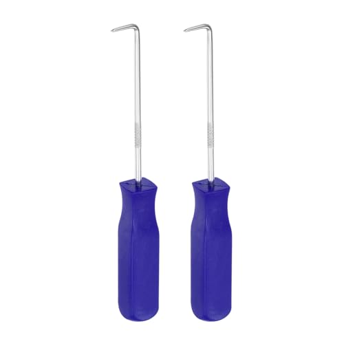 HARFINGTON 2pcs 90 Degree Picks 135mm Chrome Vanadium Steel Cr-V TPR Plastic Handle Square Automotive Pick Tool Set for Removing O Rings Small Items, Blue
