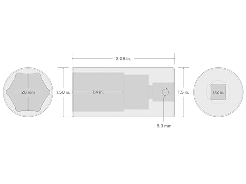 TEKTON 1/2 Inch Drive x 26 mm Deep 6-Point Impact Socket | SID23126 - size: 26 mm, style: Deep