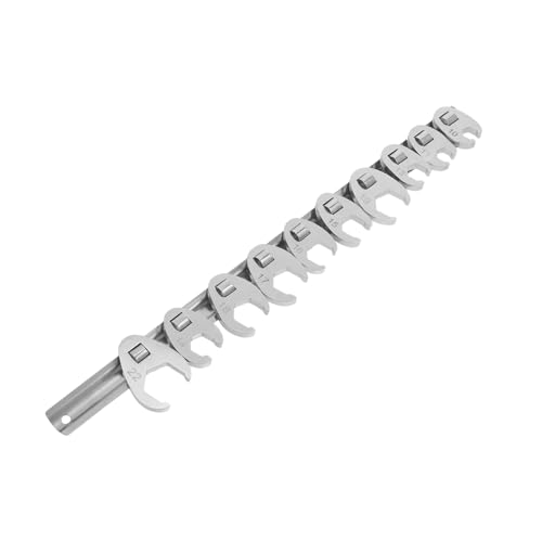 Homoyoyo 10pcs 3/8 Inch Drive Metric Ratchet Wrench Set with Movable Open-end Heads, Quick-release Flare Nut Crowfoot Wrenches for Automotive Repair and Maintenance