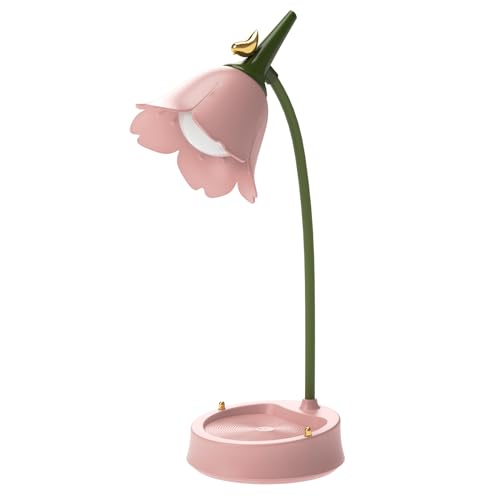 magical JD LED Desk Lamp Cordless Table Light Adjustable Gooseneck Dimmable Touch Rechargeable Battery Eye-Caring Night Light for Kids,Mini Cute Lamp for College Dorm Bedroom Reading - color: Pink