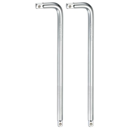 HARFINGTON 2 Pcs Socket Breaker Bar 1/2" Drive 20" Long 50BV30 Alloy Steel L-Shape Extension Bar Axle Nut Socket Wrench Hand Tool for Car Mechanical Equipment Repair, Silver - size: 1/2"x20"