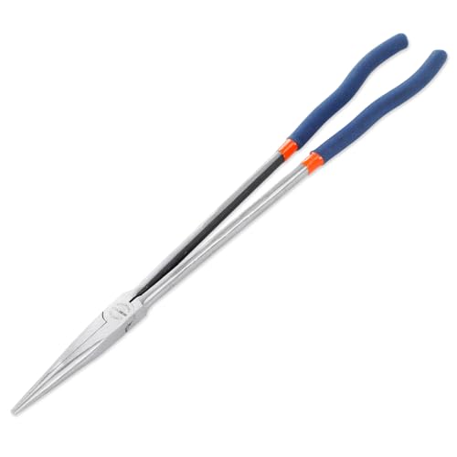 16'' Extra Long Needle Nose Pliers for Narrow and Limited Spaces | Straight Angled Nose, Long Reach Design, CRV Steel, Comfortable Grip, for Mechanics, Electricians, DIYers and Homeowners - style: 16'' Straight