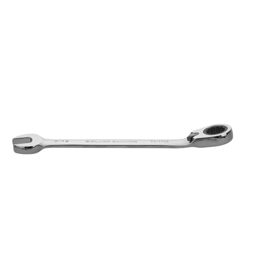 BLACK CANYON 9/16 Inch Ratchet Combination Wrench, 12-Point Box End & Hex Opening, Polished Steel Ratcheting Wrench with SAE & Metric Sizes - size: 9/16 Inch, style: Inch