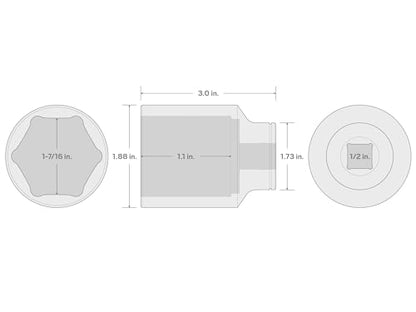 TEKTON 1/2 Inch Drive x 1-7/16 Inch Deep 6-Point Socket | SHD23036 - size: 1-7/16 Inch, style: Deep