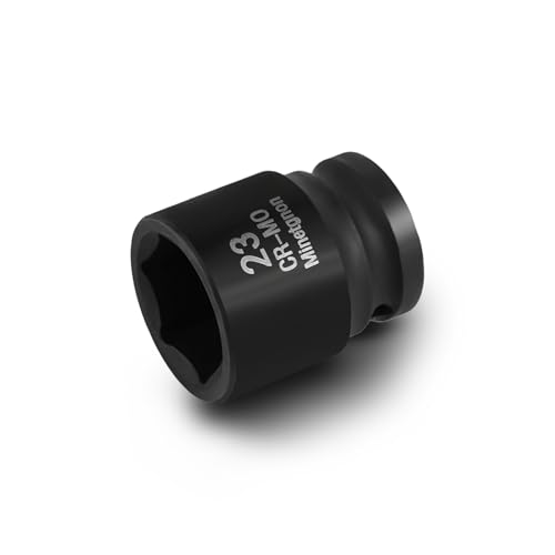 23mm Socket Shallow 1/2 Drive Impact Socket 6 Point CR-MO Axle Nut Heavy-Duty Socket for Easy Removal & Installation of Wheel Hub & Axle Shaft Nuts - color: Shallow_6 Pt_1/2, size: 23mm