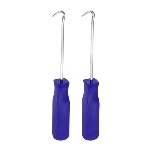 HARFINGTON 2pcs 45 Degree Picks 135mm Chrome Vanadium Steel Cr-V TPR Plastic Handle Square Automotive Pick Tool Set for Removing O Rings Small Items, Blue