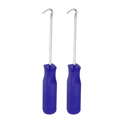 HARFINGTON 2pcs 45 Degree Picks 135mm Chrome Vanadium Steel Cr-V TPR Plastic Handle Square Automotive Pick Tool Set for Removing O Rings Small Items, Blue