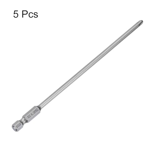 HARFINGTON 5pcs #2 Phillips Screwdriver Bit PH2 1/4" Hex Shank 6" (150mm) Long Magnetic S2 Steel Industrial Grade Screw Driver Bit Cross Head Electric Drill Bits 0.157" (4mm) Rod - size: PH2 x 150mm x 4mm