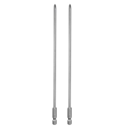 HARFINGTON 2pcs #1 Phillips Screwdriver Bit PH1 1/4" Hex Shank 8" (200mm) Long Magnetic S2 Steel Industrial Grade Screw Driver Bit Cross Head Electric Drill Bits 0.157" (4mm) Rod - size: PH1 x 200mm x 4mm