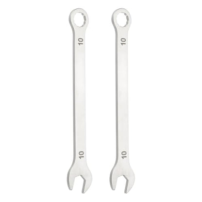 HARFINGTON 2Pcs Super Thin Combination Wrench 10mm Metric 12-Point Box and Open End Stainless Steel Double Ended Spanner Tool for Automotive Pipe Furniture Machinery DIY Repair, Silver - size: 10mm
