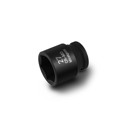 27mm Socket Shallow 1/2 Drive Impact Socket 6 Point CR-MO Axle Nut Heavy-Duty Socket for Easy Removal & Installation of Wheel Hub & Axle Shaft Nuts - color: Shallow_6 Pt_1/2, size: 27mm