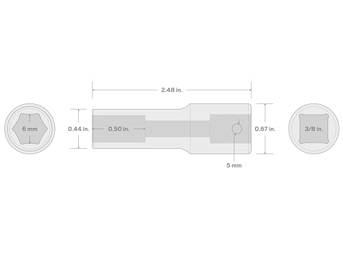 TEKTON 3/8 Inch Drive x 6 mm Deep 6-Point Impact Socket | SID13106 - size: 6 mm, style: Deep