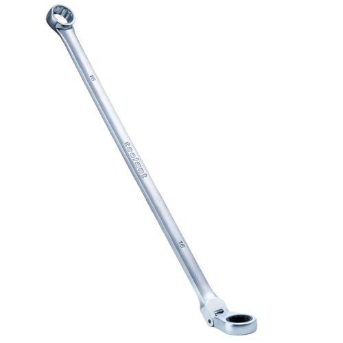 toolant Extra Long Ratcheting Wrench, Flex Head & Fixed Offset Head Double Box End Combination Wrench, CR-V Steel, Metric 16mm - size: 16 mm