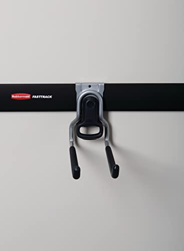 Rubbermaid FastTrack Rail Garage Organization Multi-Purpose Hook 50 lbs Capacity Satin Nickel Wall Mounted Storage System Direct Mount into FastTrack Garage Rail for Home/Garage Organization - style: Multi-Purpose Hook