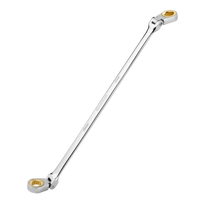DURATECH 17mm x 19mm Extra Long Flex-Head Ratcheting Wrench, Metric | Anti-Slip, CR-V Steel - size: 17*19mm