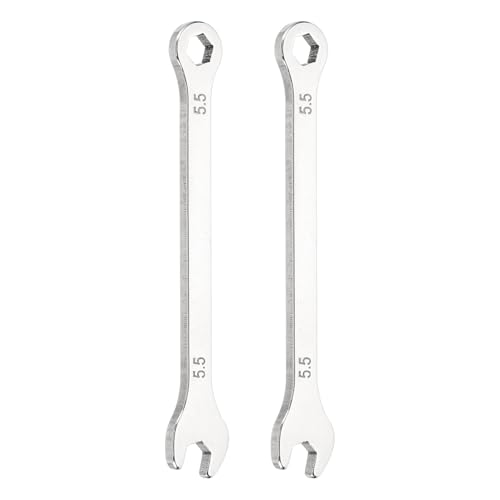 HARFINGTON 2Pcs Mini Super Thin Combination Wrench 5.5mm Metric 6-Point Box and Open End Stainless Steel Double Ended Spanner Tool for Automotive Pipe Furniture Machinery DIY Repair, Silver - size: 5.5mm