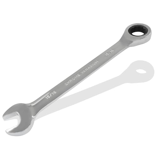 15/16 Inch Ratchet Wrench Imperial Ratcheting Combination Wrench, 12 Point, 72 Teeth for Projects SAE Tight Spaces - size: 15/16 Inch