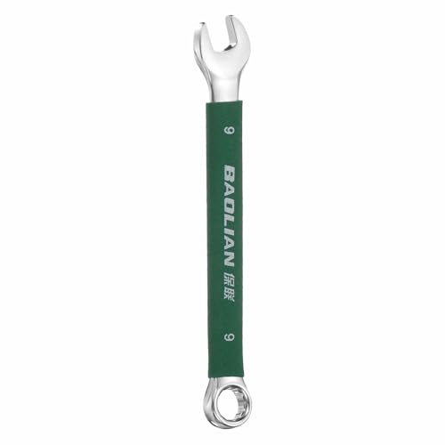 HARFINGTON 9mm Metric Combination Wrench 10 Degree Offset 12 Point Cr-V Steel Single Open End Spanner Wrenches for Automotive Repair Furniture Assembly - size: 9mm