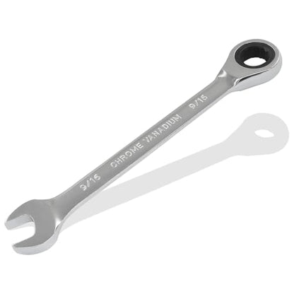 2 Pcs 9/16 Inch Ratchet Wrench Imperial Ratcheting Combination Wrench Set, 12 Point, 72 Teeth for Projects SAE Tight Spaces - size: 9/16 Inch