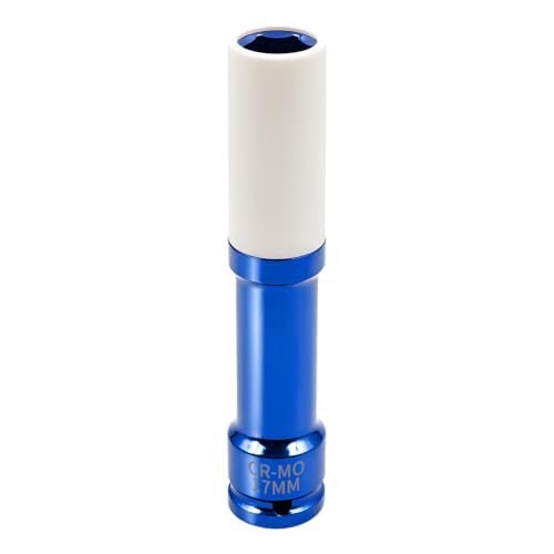 17mm 1/2" Extra-Long Wheel Protector Impact Socket, Lug Nut Removal | 6 Point, Non-Marring, Thin Wall, Deep Socket, Wheel Protector, Protective Socket, Color-Coded, Cr-Mo Steel, Hand Repair Tool - size: XL Long 17MM