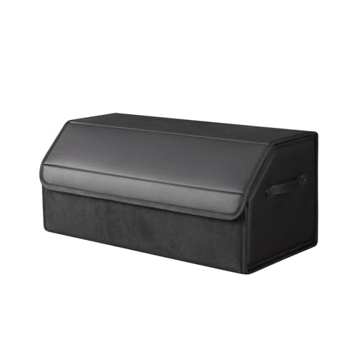 car organizers and storage for SUV,trunk organizer for sedan, leather foldable sleek box with lid,collapsible cargo bins, tool accessories containers,Collapsible Suede velvet (22 inch Covered) - size: 22 inch Covered