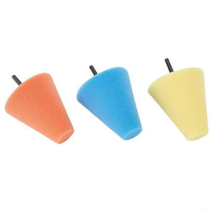 3X Foam Buffing Sponge Kit Cone Shape Polishers for Efficient Wheel Hub Cleaning