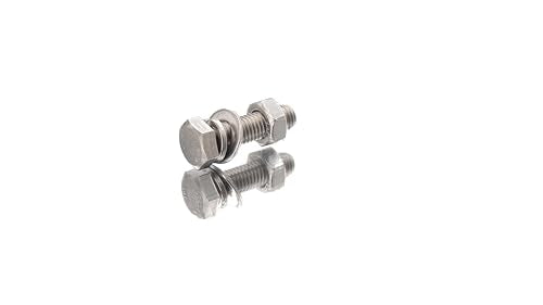 10-Pack M6 x 16mm Hexagon Screws Hex Bolts with M6 Hex Nuts M6 Flat Washers/Spring Lock Washers Set, 304/18-8, Plain Finish - size: M6 x 16mm 40pcs