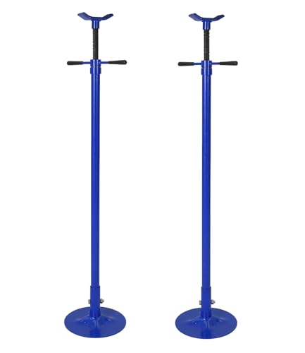 2PACK Underhoist Support Stand, 3/4 Ton Jack Stand, Under Hoist Stand for Vehicle Lifting & Support, 1655Lbs Capacity, Lifting from 38.4 to 75.4Inch, - color: Blue | Round Base