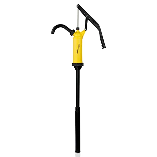TERA PUMP TRLVPOLY01 Polypropylene 55 Gallon Lever Action Drum Pump | Flow Rate Adjustable, Various Viscosities, Telescopic Suction Tube, Fits 15 to 55 Gallon Drums - color: Yellow