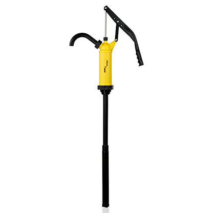 TERA PUMP TRLVPOLY01 Polypropylene 55 Gallon Lever Action Drum Pump | Flow Rate Adjustable, Various Viscosities, Telescopic Suction Tube, Fits 15 to 55 Gallon Drums - color: Yellow
