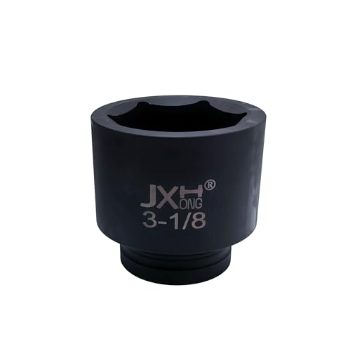 1-1/2" Drive Impact Socket, 6-Point, Heat Treated Cr-Mo Steel – Heavy Duty for Hydraulic Impact Wrench (3-1/8") - size: 3-1/8"