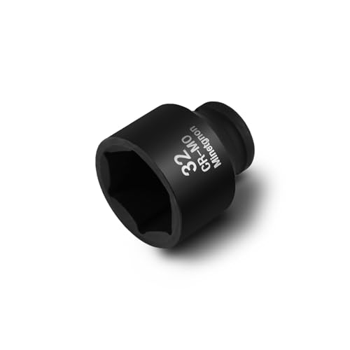 32mm Socket Shallow 1/2 Drive Impact Socket 6 Point CR-MO Axle Nut Heavy-Duty Socket for Easy Removal & Installation of Wheel Hub & Axle Shaft Nuts - color: Shallow_6 Pt_1/2, size: 32mm