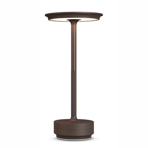 Rechargeable Cordless Table Lamps,Portable 5000mAh Table Light Touch 3 Color Stepless Dimming Battery Powered LED Metal Table Lamp for Restaurant/Home/Outdoor/Camping.(Rust) - color: Rust, size: 1 Pack