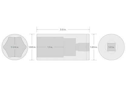 TEKTON 1/2 Inch Drive x 1-1/4 Inch Deep 6-Point Socket | SHD23032 - size: 1-1/4 Inch, style: Deep