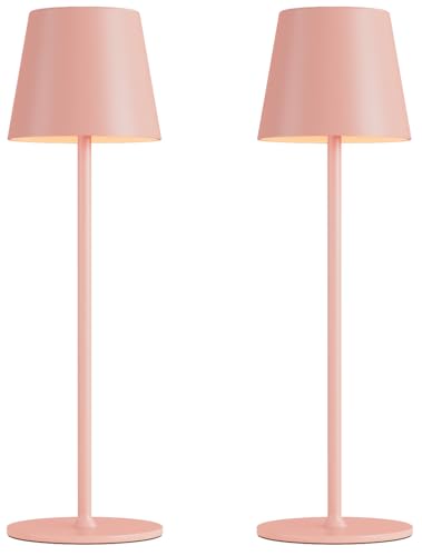 Kakanuo Cordless Table Lamp Rechargeable Pink - KK 2 Pack 5000mAH Battery Operated Lamp for Counter, 3 Color Stepless Dimming Wireless Lamp for Dining Kitchen, Outdoor Patio, Touch Control - color: Pink 1, size: 2 Pack 14in - Down Light