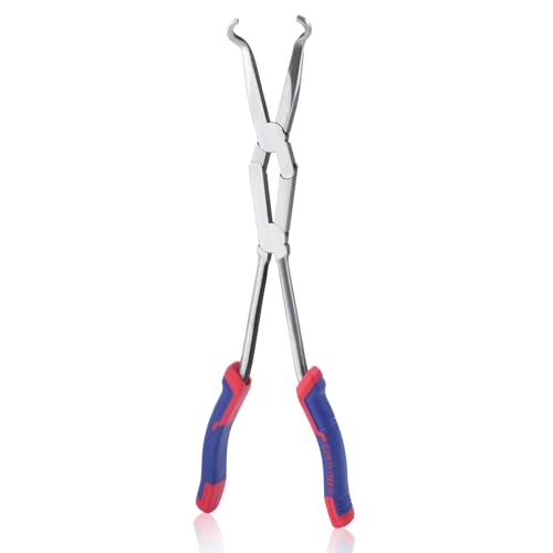 13Inch Long Reach XL Pivot Ring Nose Plier Extra Long Nose Hose Grip Pliers Spark Plug Pliers Hose Removal Plier with Serrated Jaw for Hard to Reach Narrow Spaces - style: Ring Nose