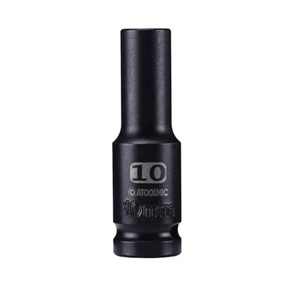 1/2 Inch Drive x 10mm Deep 6PT CR-MO Impact Socket for Removing Axle nut | Metric Socket,6-Point Radius Corner Design,Two Size Markings,Square Chamfered Opening,For Removal of Axle Nut - size: 10 mm, style: 1/2" Drive Deep Socket
