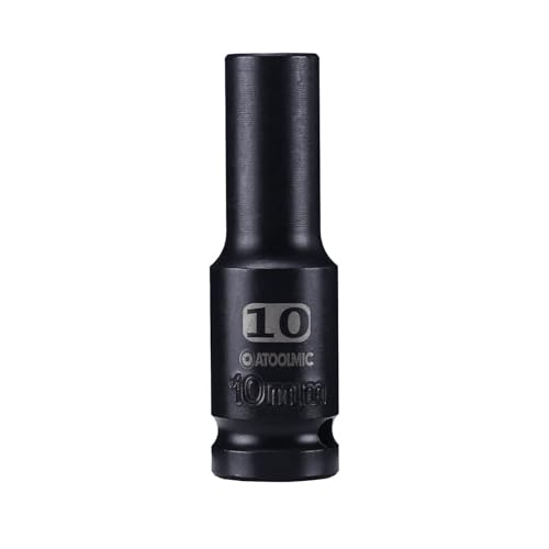 1/2 Inch Drive x 10mm Deep 6PT CR-MO Impact Socket for Removing Axle nut | Metric Socket,6-Point Radius Corner Design,Two Size Markings,Square Chamfered Opening,For Removal of Axle Nut - size: 10 mm, style: 1/2" Drive Deep Socket