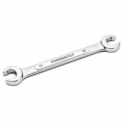 Powerbuilt 11mm x 12mm Metric Flare Nut Wrench, 6 Point Double Open Ends, For hose and brass fittings, For Brake Line Wrench, Chrome-Vanadium made - 644037 - style: 11mm x 12mm
