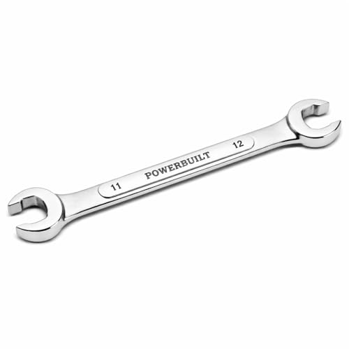 Powerbuilt 11mm x 12mm Metric Flare Nut Wrench, 6 Point Double Open Ends, For hose and brass fittings, For Brake Line Wrench, Chrome-Vanadium made - 644037 - style: 11mm x 12mm