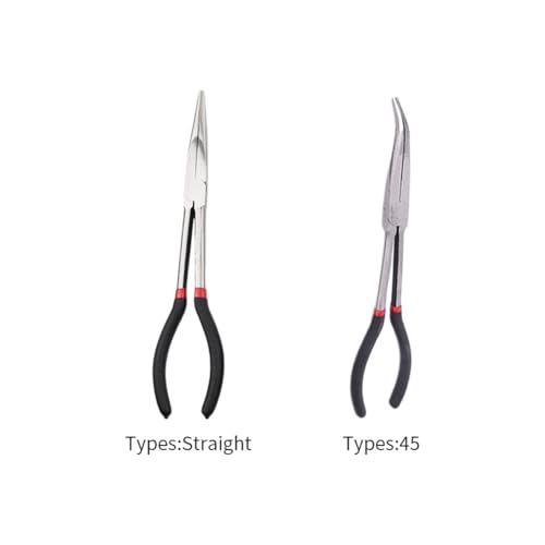 Long Reach Pliers, 11 Inches 45 Degree Angle Long Needle Nose Pliers, Automotive Electrical Tools for Narrow Spaces and Limited Areas (COLOR:45 Degree) - color: 45 Degree