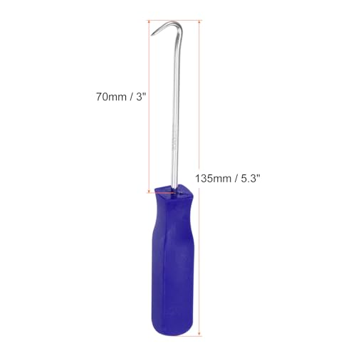 HARFINGTON 2pcs 45 Degree Picks 135mm Chrome Vanadium Steel Cr-V TPR Plastic Handle Square Automotive Pick Tool Set for Removing O Rings Small Items, Blue