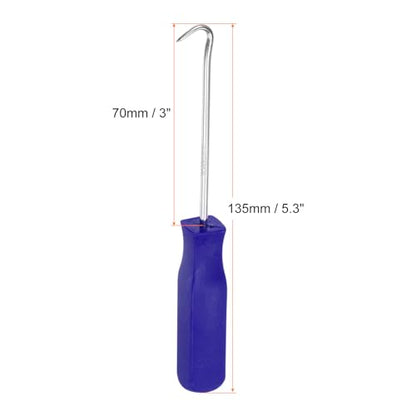 HARFINGTON 2pcs 45 Degree Picks 135mm Chrome Vanadium Steel Cr-V TPR Plastic Handle Square Automotive Pick Tool Set for Removing O Rings Small Items, Blue