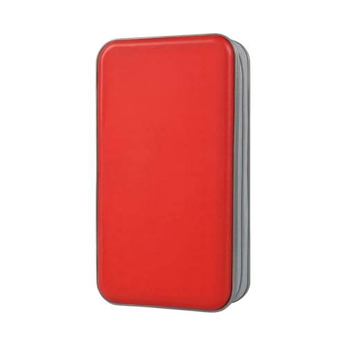 alavisxf xx CD Case, 96 Capacity Hard Plastic Organizer Wallet for Car | CD DVD Holder, Portable Hand Strap, Zipper Closure, Anti-Slip Scratch-Resistant Sleeves, Disc Storage, for Home Office Travel - color: Red, size: 96 Capacity