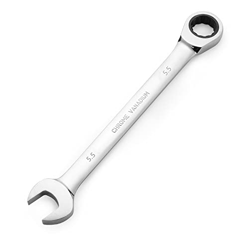FLZOSPER 5.5mm Metric Ratchet Wrench,Box End Head 72-Tooth Ratcheting Combination Wrench Spanner - size: 5.5mm