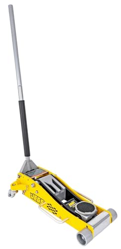 JEGS Professional Low-Profile 3-Ton Aluminum Floor Jack | 3" Inch Minimum Saddle Height | Lightweight Construction | 360 Degree Rotating Saddle