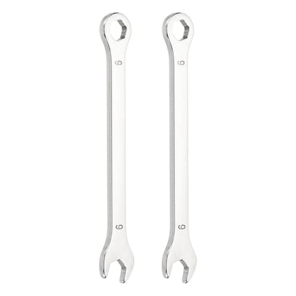 HARFINGTON 2Pcs Mini Super Thin Combination Wrench 6mm Metric 6-Point Box and Open End Stainless Steel Double Ended Spanner Tool for Automotive Pipe Furniture Machinery DIY Repair, Silver - size: 6mm