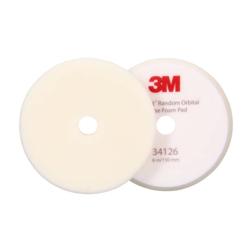 3M Perfect-It Random Orbital Foam Compounding Pad, 6"/150 mm, White, 34126, for Automotive Compounding and Polishing - color: White, size: 150mm, style: 6"