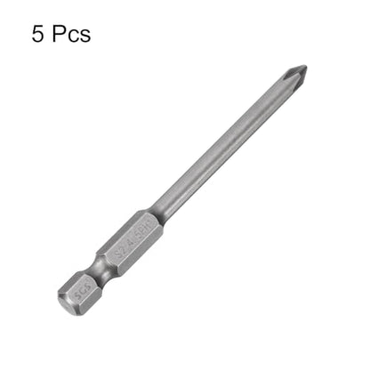 HARFINGTON 5pcs #1 Phillips Screwdriver Bit PH1 1/4" Hex Shank 3" (75mm) Long Magnetic S2 Steel Industrial Grade Screw Driver Bit Cross Head Electric Drill Bits 0.177" (4.5mm) Rod - size: PH1 x 75mm x 4.5mm
